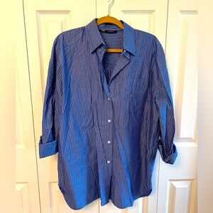 Zara oversized blue striped button up shirt